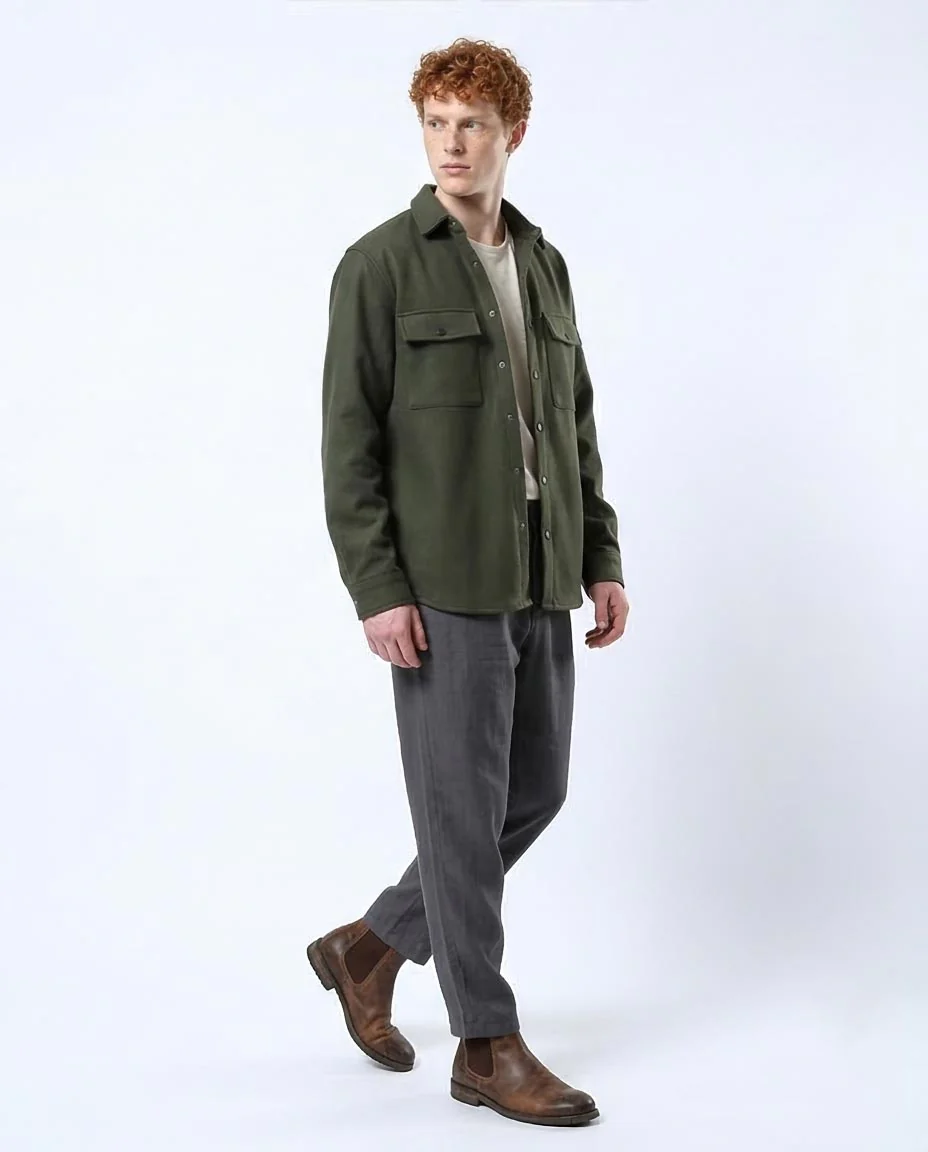 Ravin Men’s Relaxed-Fit Snap-Button Over-Shirt – Olive Green - O178320 - Image 5