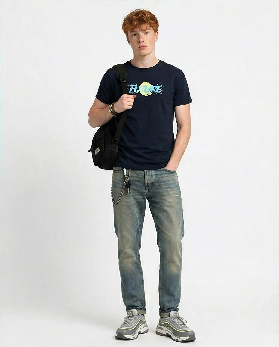 Ravin Men's "Future" Graphic Print Black Short Sleeve T-Shirt – Urban Street Style - O178951 - Image 4