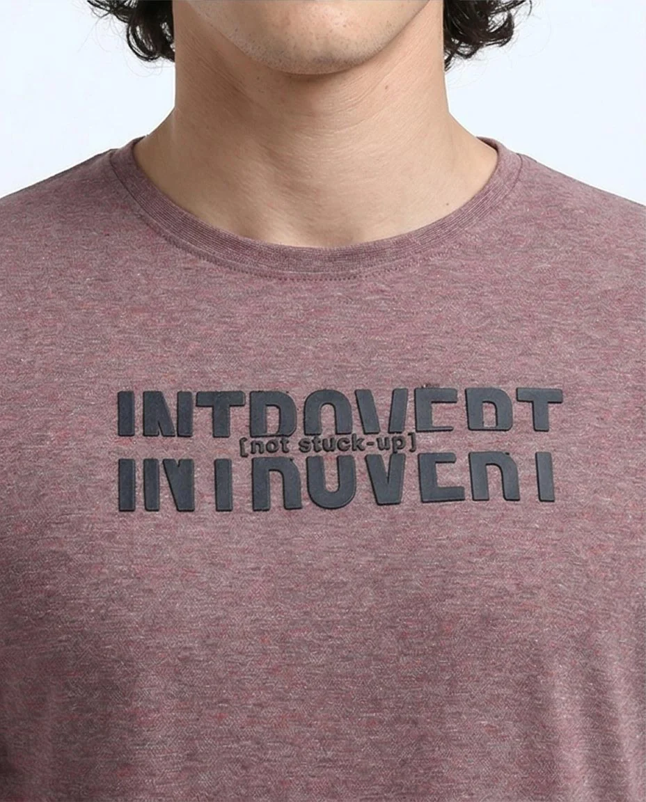 Ravin Men’s Burgundy Heather "Introvert" Graphic T-Shirt – Elevated Street Style - O178955 - Image 3
