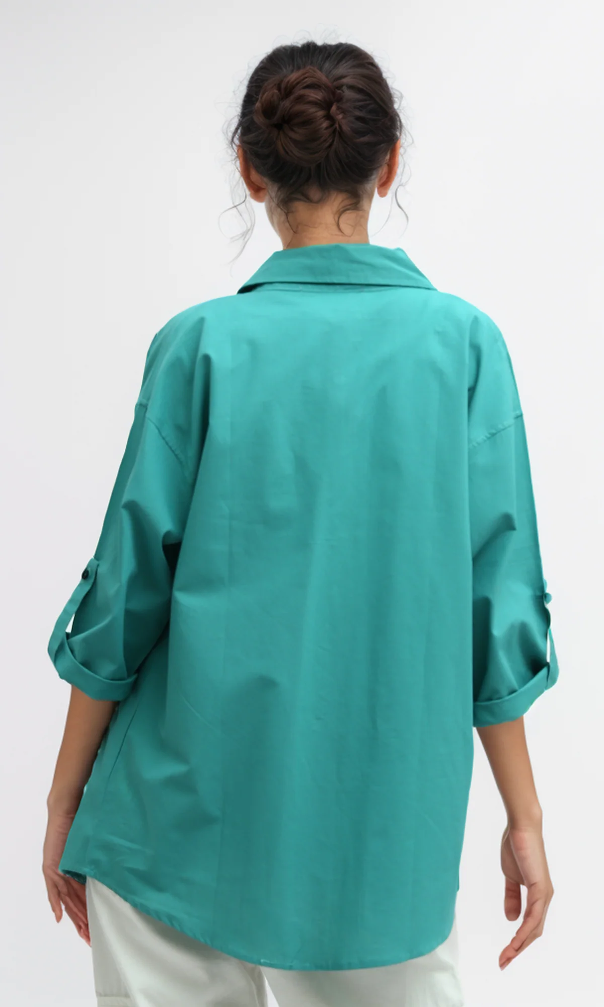 O181641 Summer 3/4 Sleeves Shirt Relaxed Fit - Turqoise - Image 3