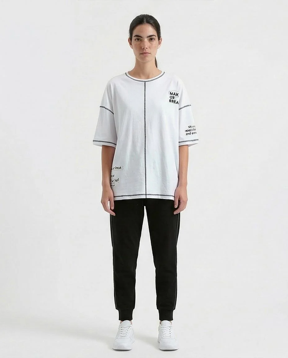 Ravin | "Make or Break" Oversized Contrast Stitch Tee - O181662 - Image 3
