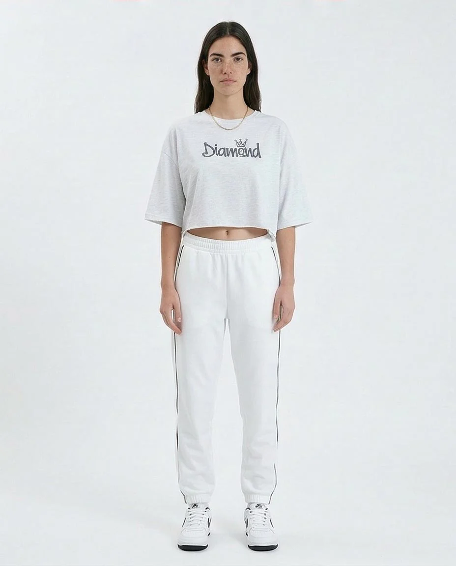 Ravin Women’s Diamond History Oversized Graphic Crop Top – Heather Grey - o189269 - Image 3