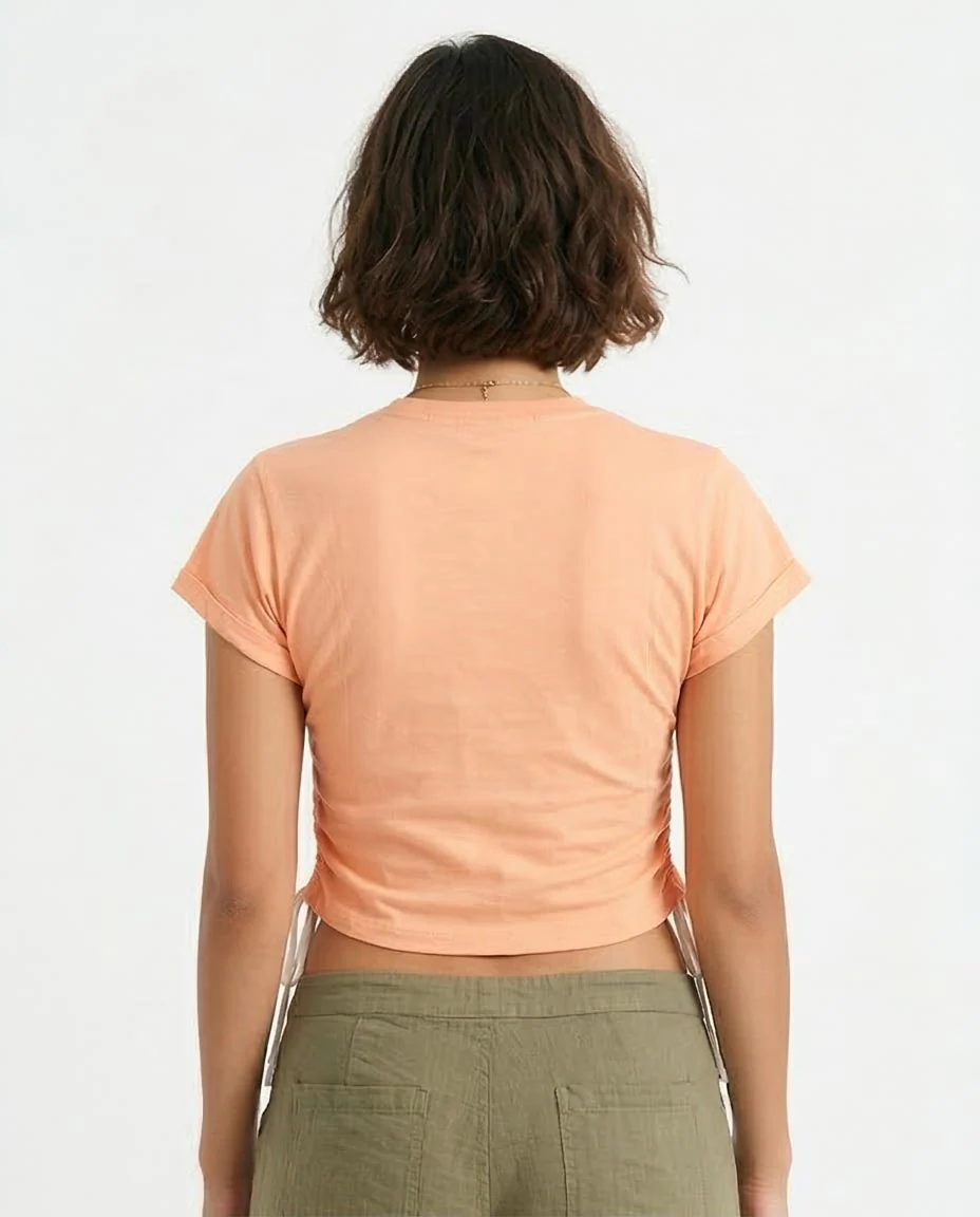 Ravin Women's Side-Cinched Graphic Tee – Peach "Stay Strong" - O189274 - Image 2