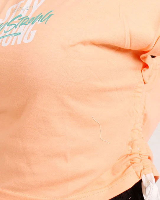 Ravin Women's Side-Cinched Graphic Tee – Peach "Stay Strong" - O189274 - Image 4