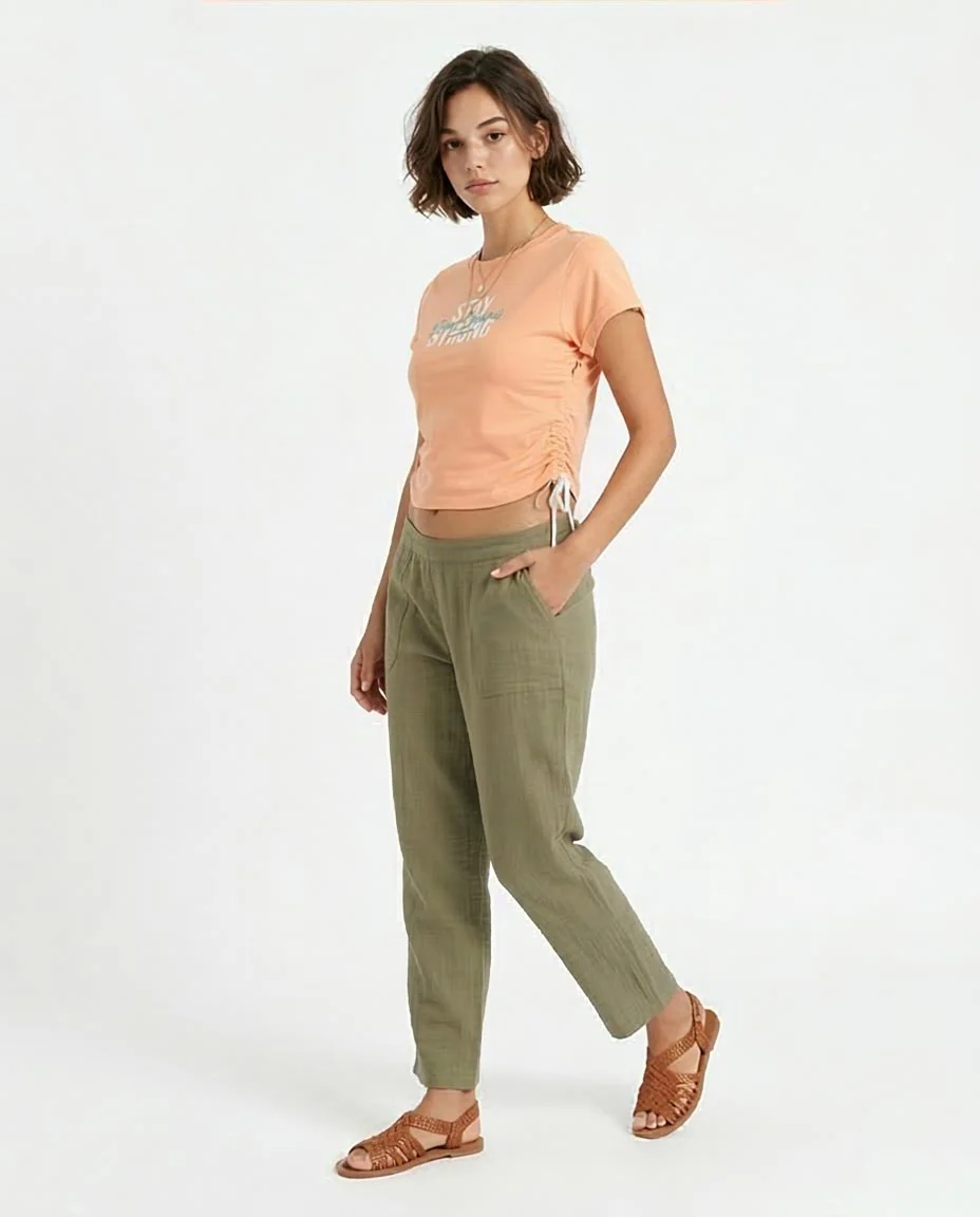 Ravin Women's Side-Cinched Graphic Tee – Peach "Stay Strong" - O189274 - Image 5