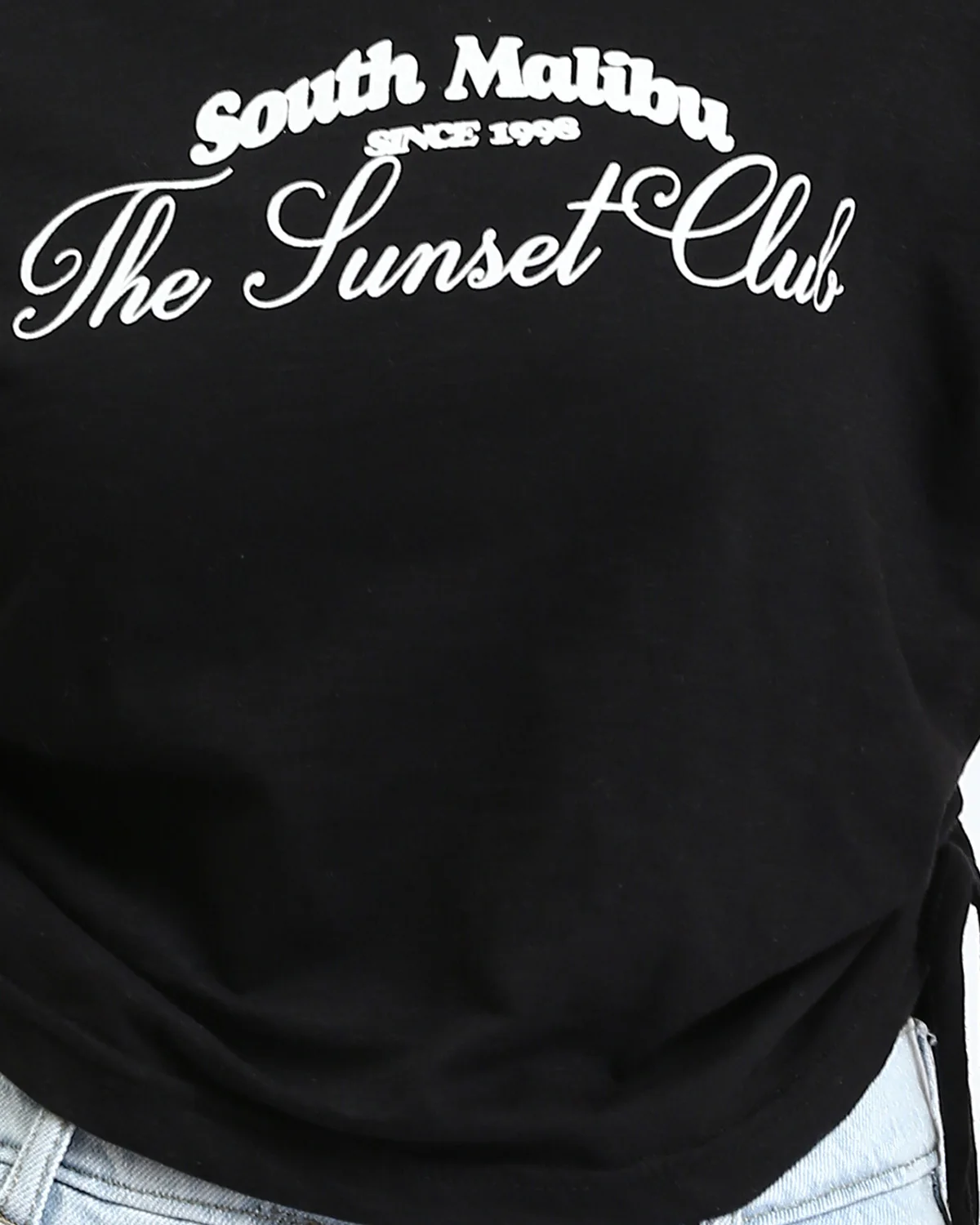 Ravin "The Sunset Club" Side-Tie Graphic Tee - Black - O189278 - Image 4