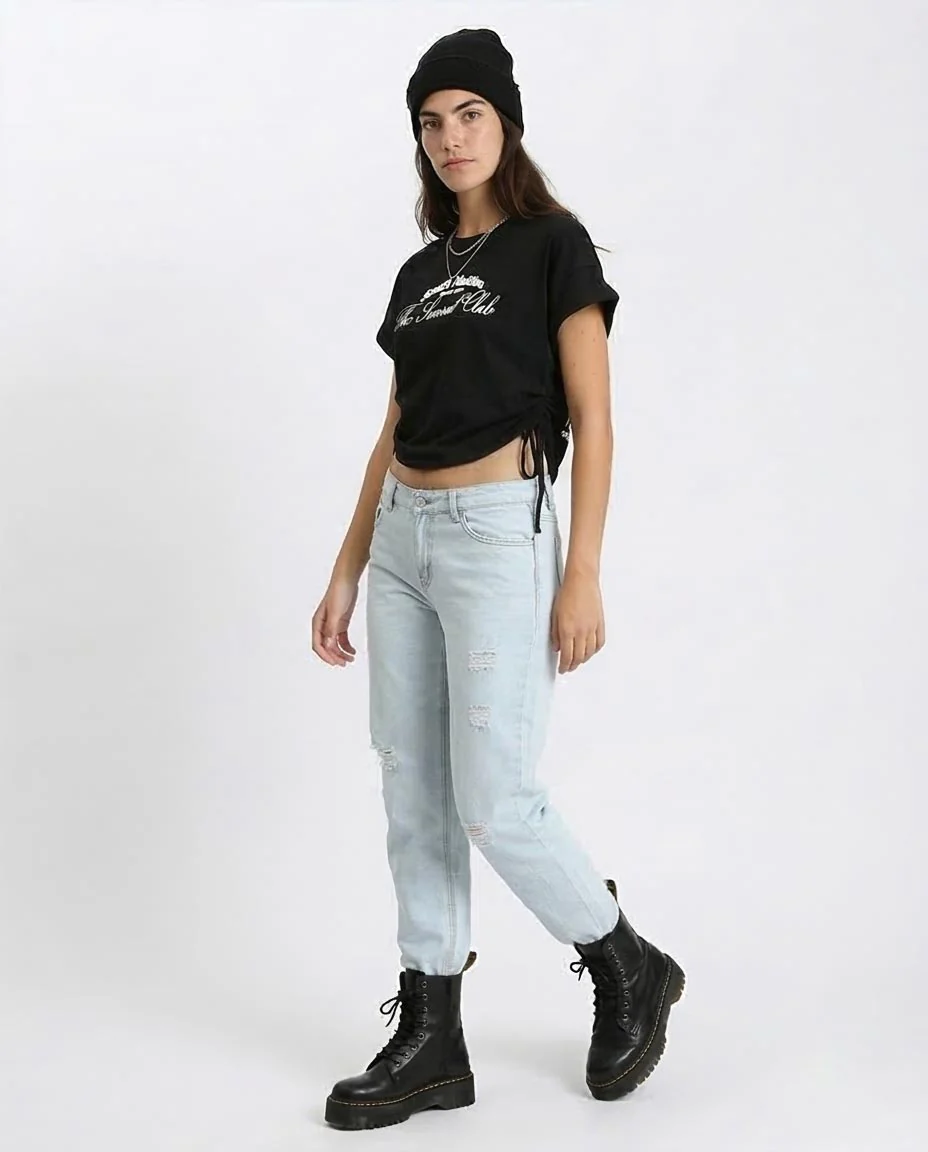 Ravin "The Sunset Club" Side-Tie Graphic Tee - Black - O189278 - Image 5