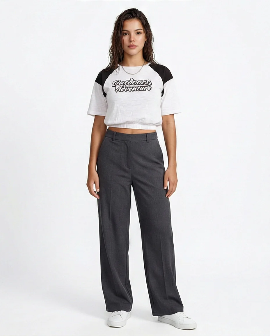 Outdoors Adventure Raglan Cropped Graphic Tee - O189282 - Image 4