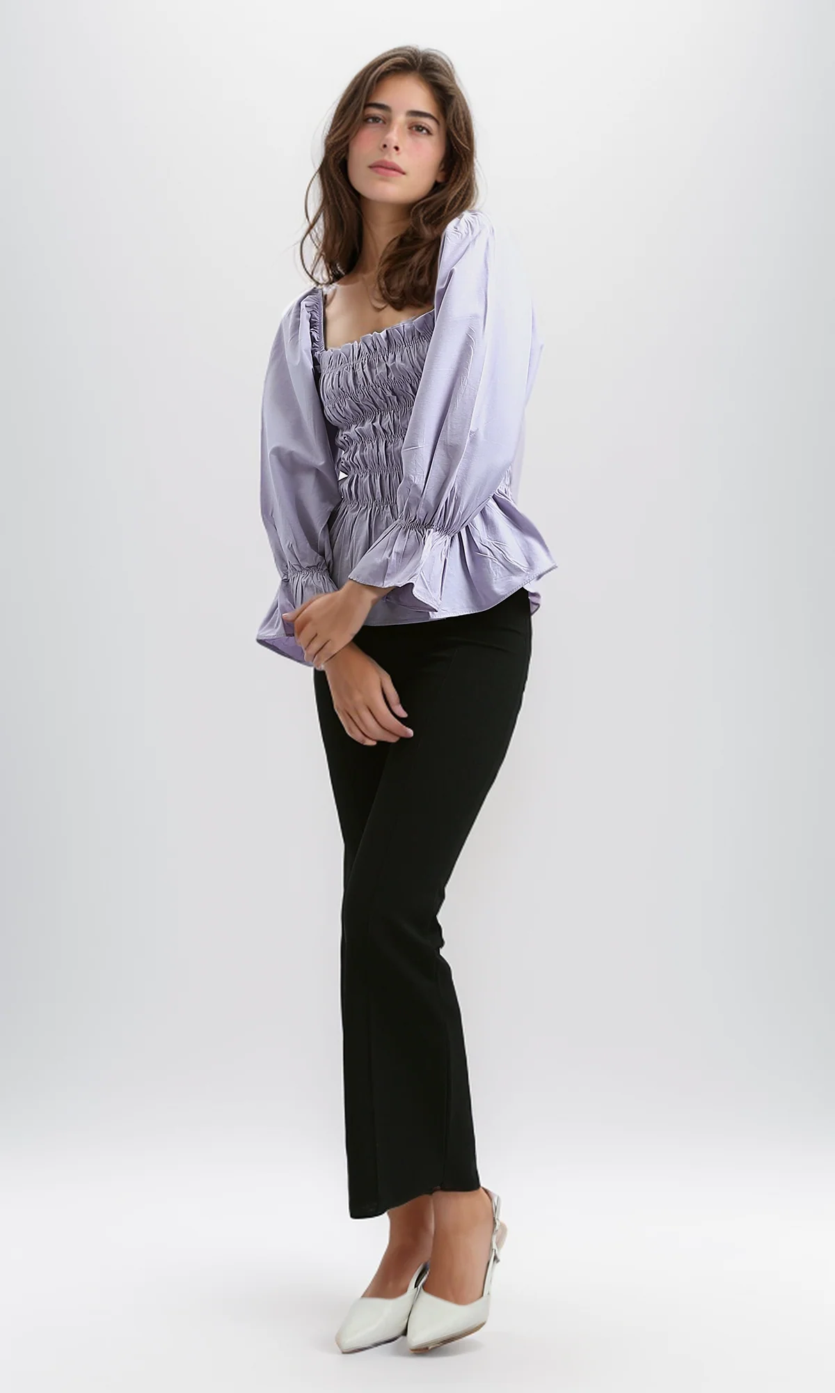 O189743 Summer Casual Square Neck With Elastic Waist - Purple - Image 5