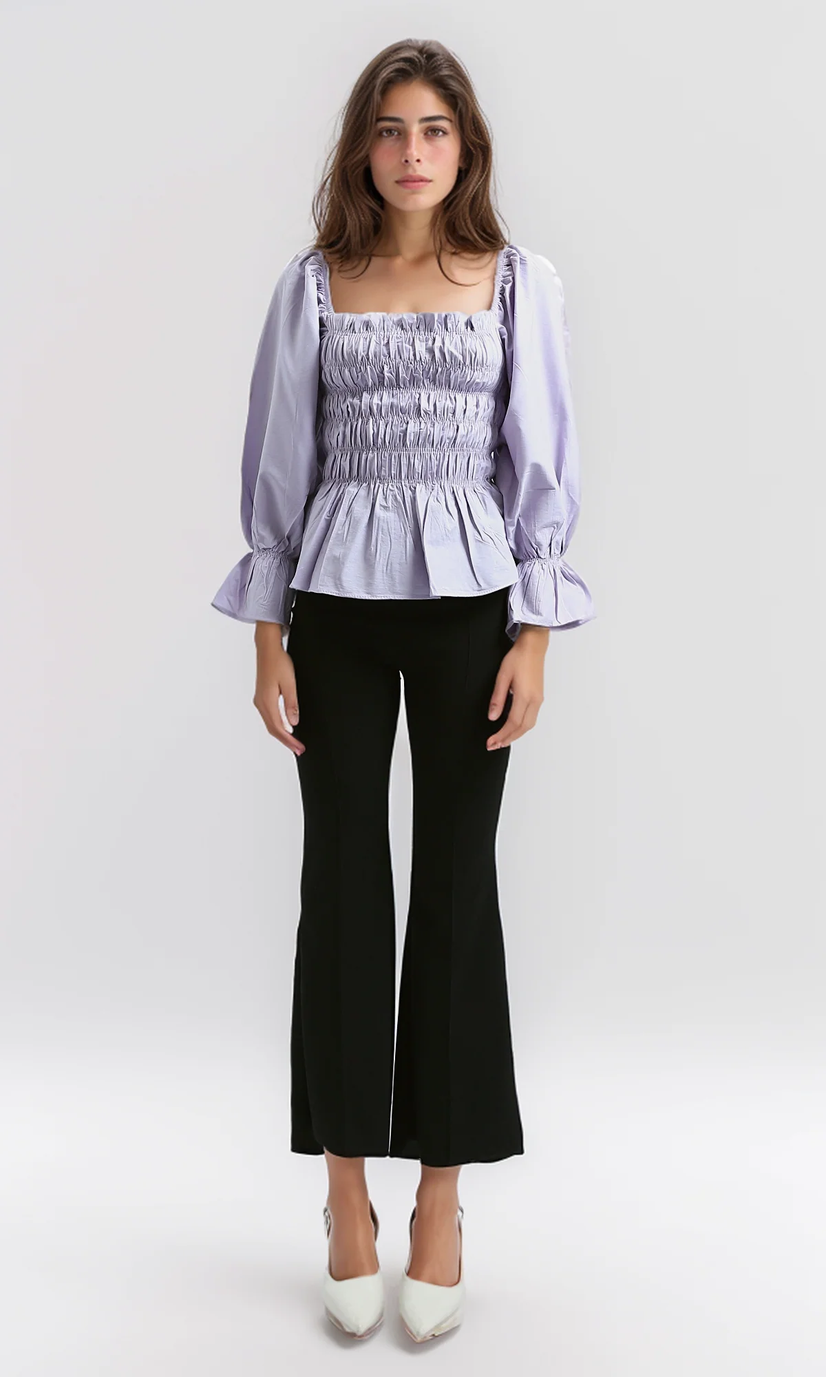 O189743 Summer Casual Square Neck With Elastic Waist - Purple - Image 6