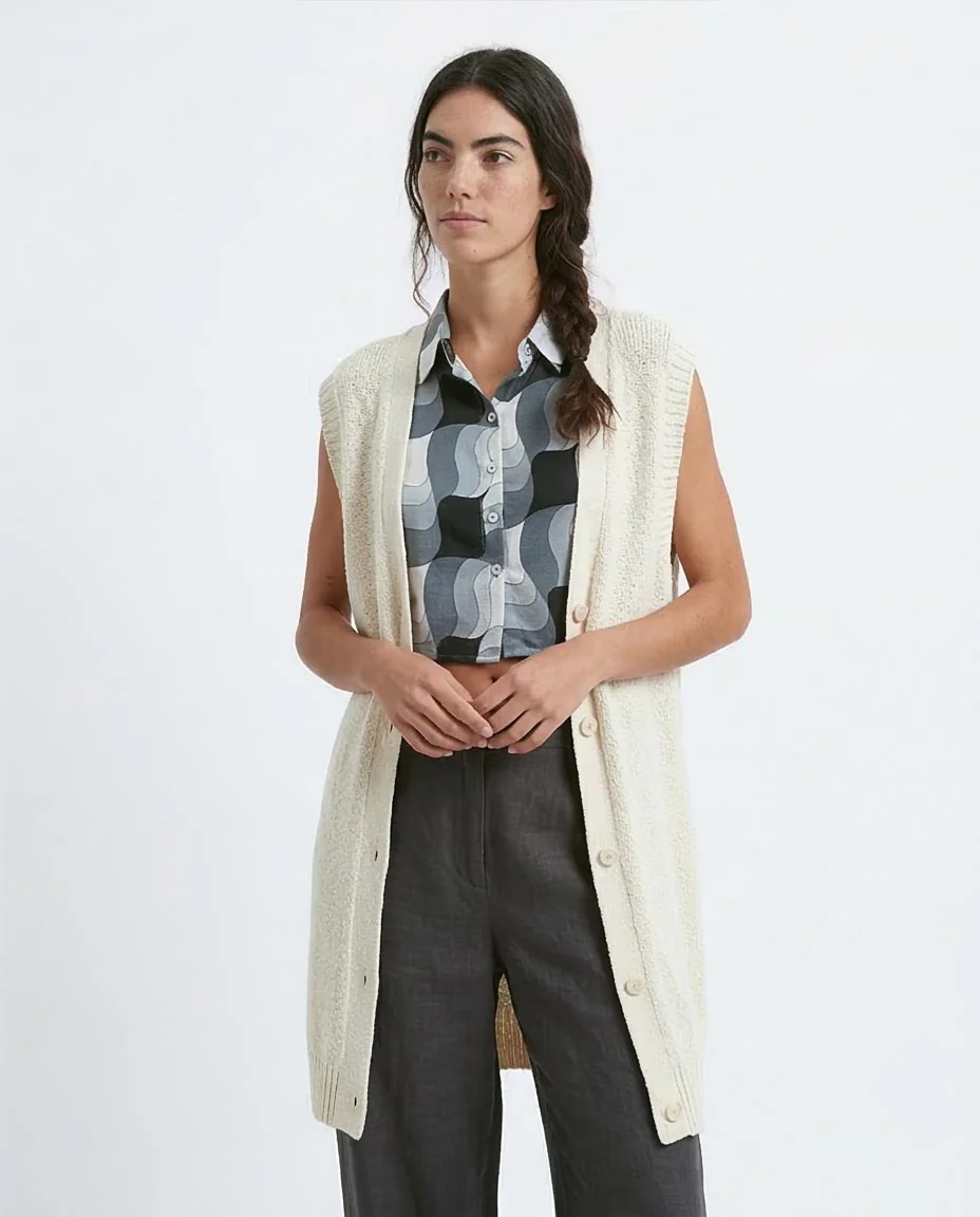 Ravin Women's Retro Wave Cropped Shirt with Cinch Detail - Black & White - O191216 - Image 5