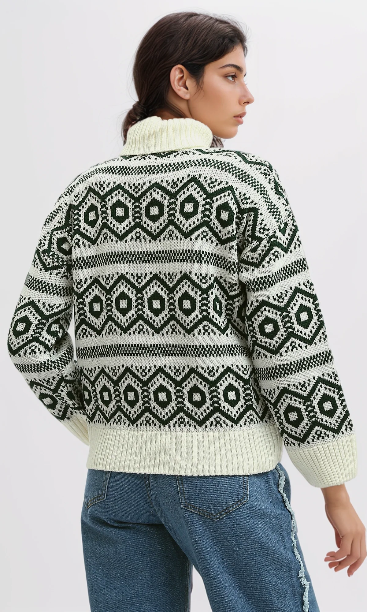 O193357 - Fully Fashioned Turtle Neck Pullover Sweater - Off-White - Image 10