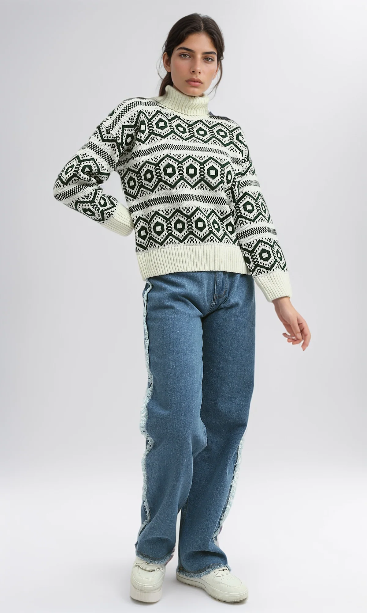 O193357 - Fully Fashioned Turtle Neck Pullover Sweater - Off-White - Image 14