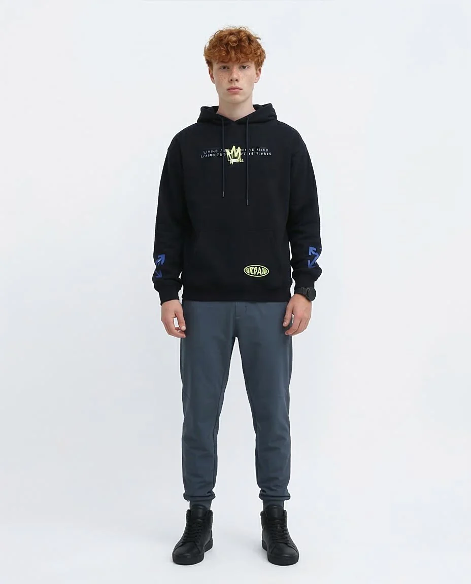 Ravin | Urban "World Wide" Graffiti Oversized Hoodie - Navy o193404 - Image 3
