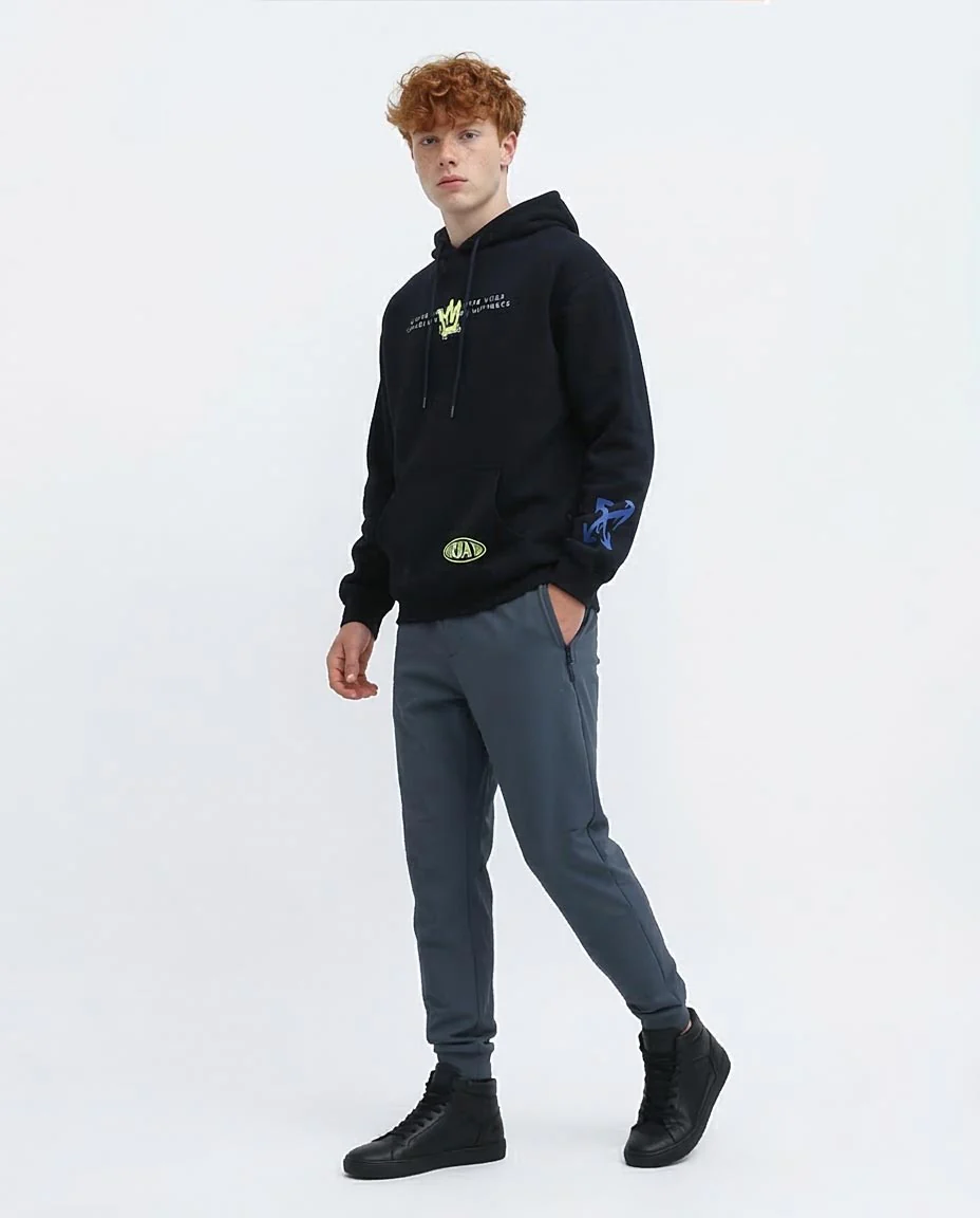 Ravin | Urban "World Wide" Graffiti Oversized Hoodie - Navy o193404 - Image 5