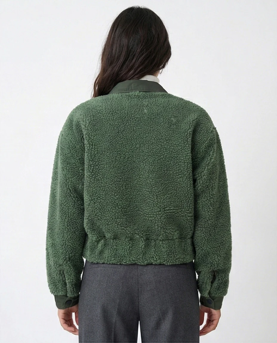 Pine Green Contrast Pocket Sherpa Utility Jacket - O194918 - Image 2