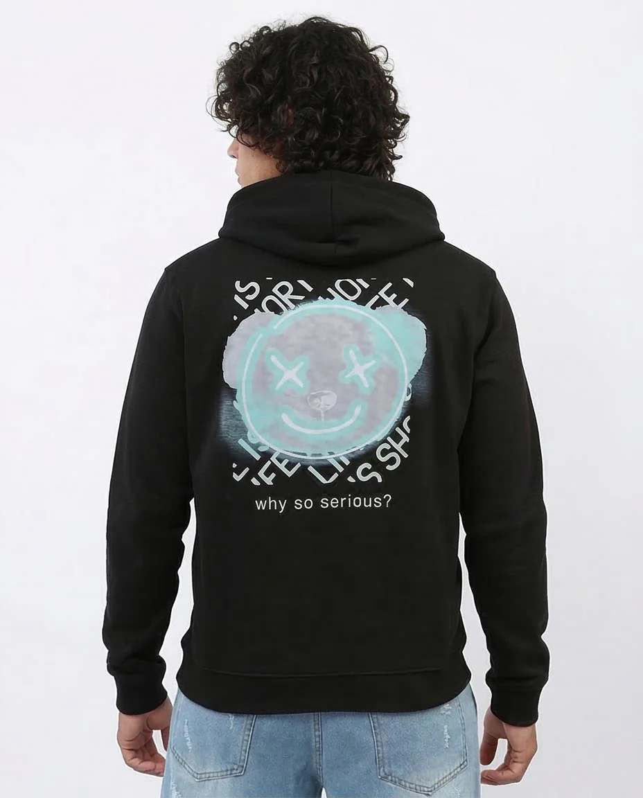 Ravin Men's "Why So Serious?" Graphic Hoodie – Black - O197331 - Image 2