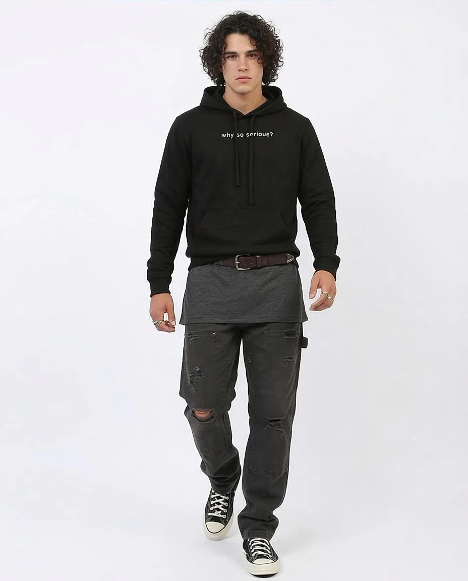 Ravin Men's "Why So Serious?" Graphic Hoodie – Black - O197331 - Image 5
