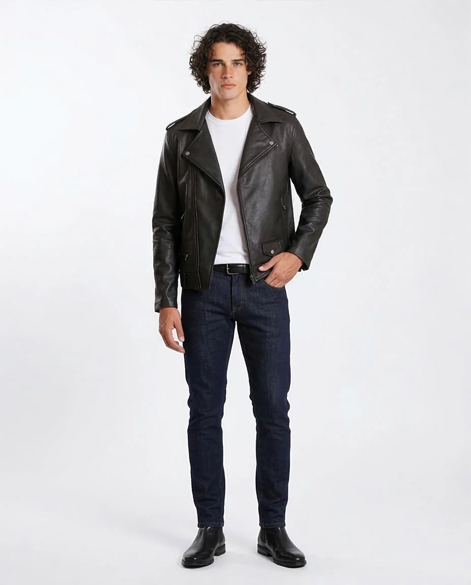Ravin Men's Asymmetrical Faux-Leather Biker Jacket - Black - O197487 - Image 3