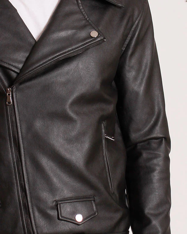 Ravin Men's Asymmetrical Faux-Leather Biker Jacket - Black - O197487 - Image 4