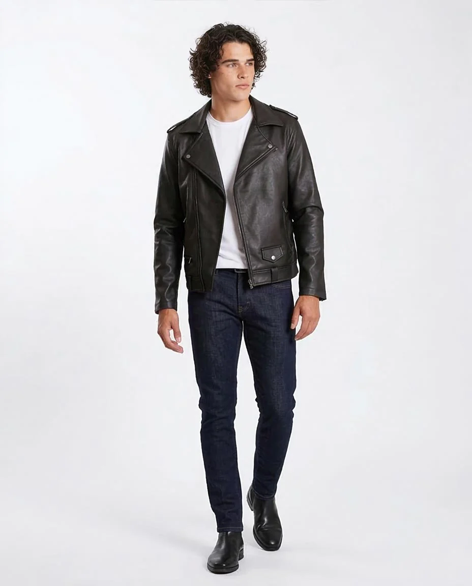 Ravin Men's Asymmetrical Faux-Leather Biker Jacket - Black - O197487 - Image 5