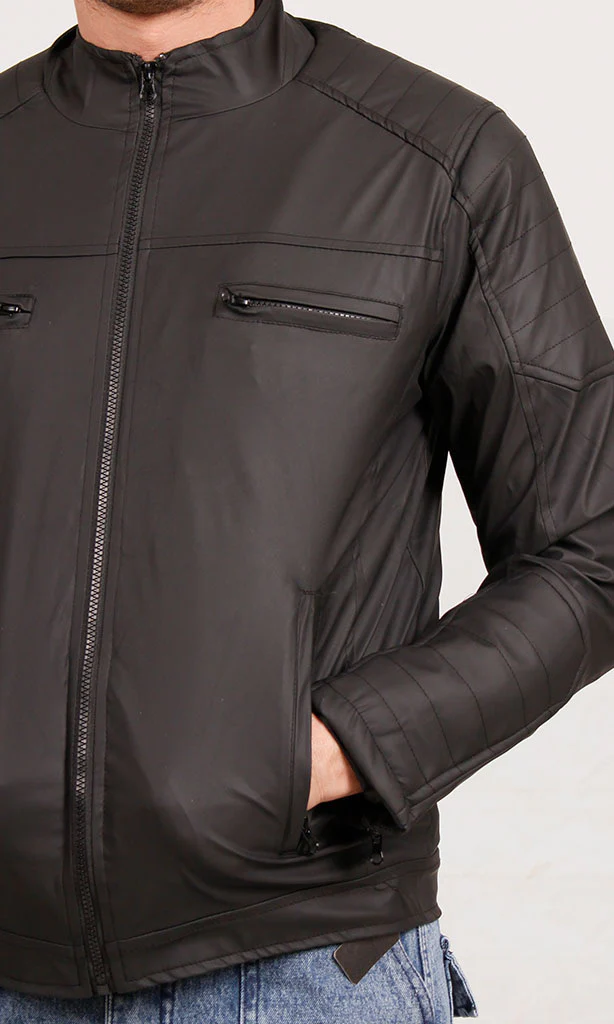 Ravin Men's Quilted Panel Technical Biker Jacket – Black O197489 - Image 3
