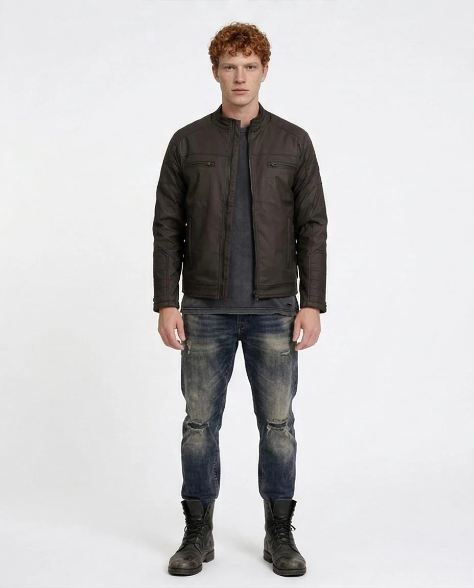 Ravin Men's Quilted Panel Technical Biker Jacket – Black O197489 - Image 4