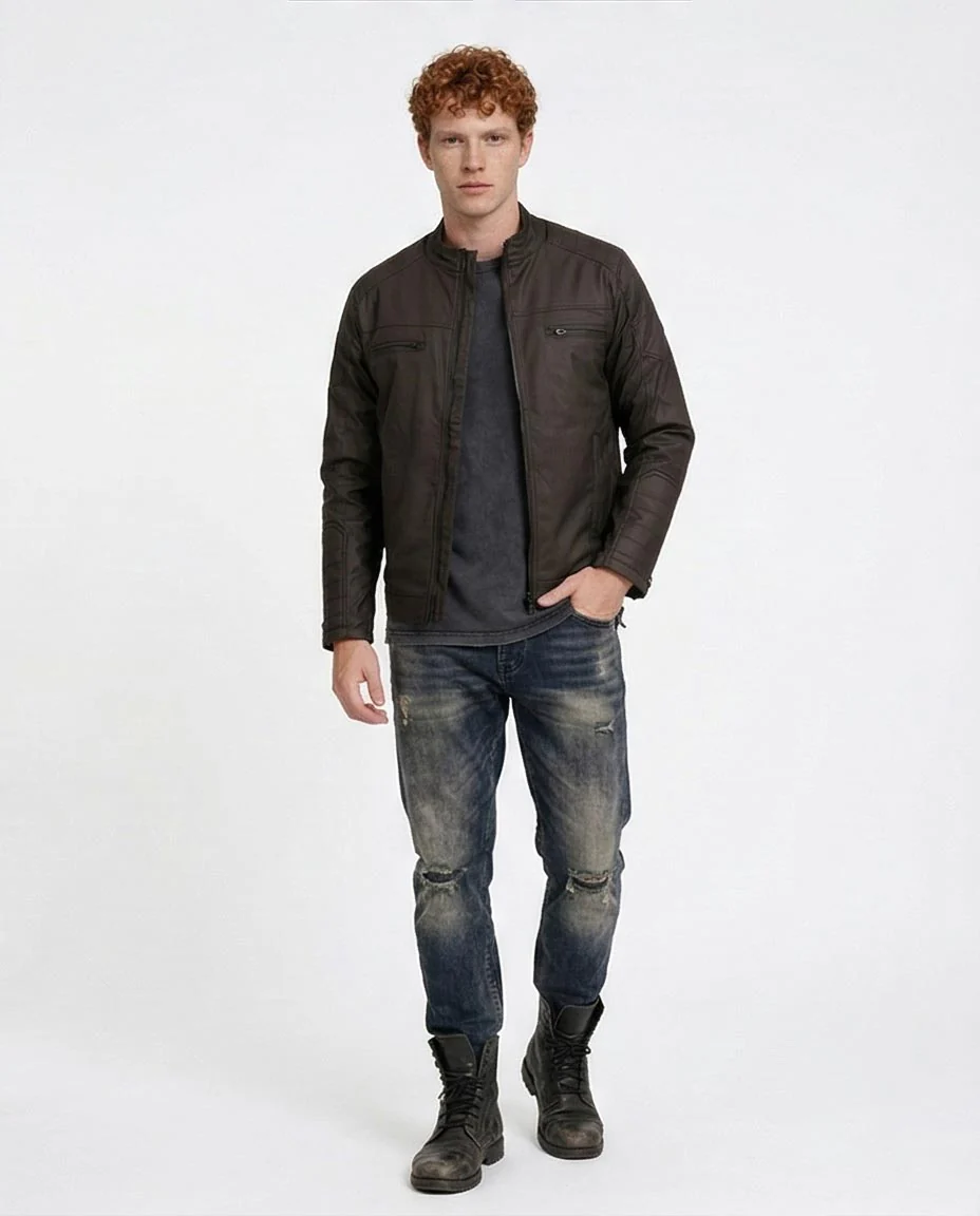 Ravin Men's Quilted Panel Technical Biker Jacket – Black O197489 - Image 5