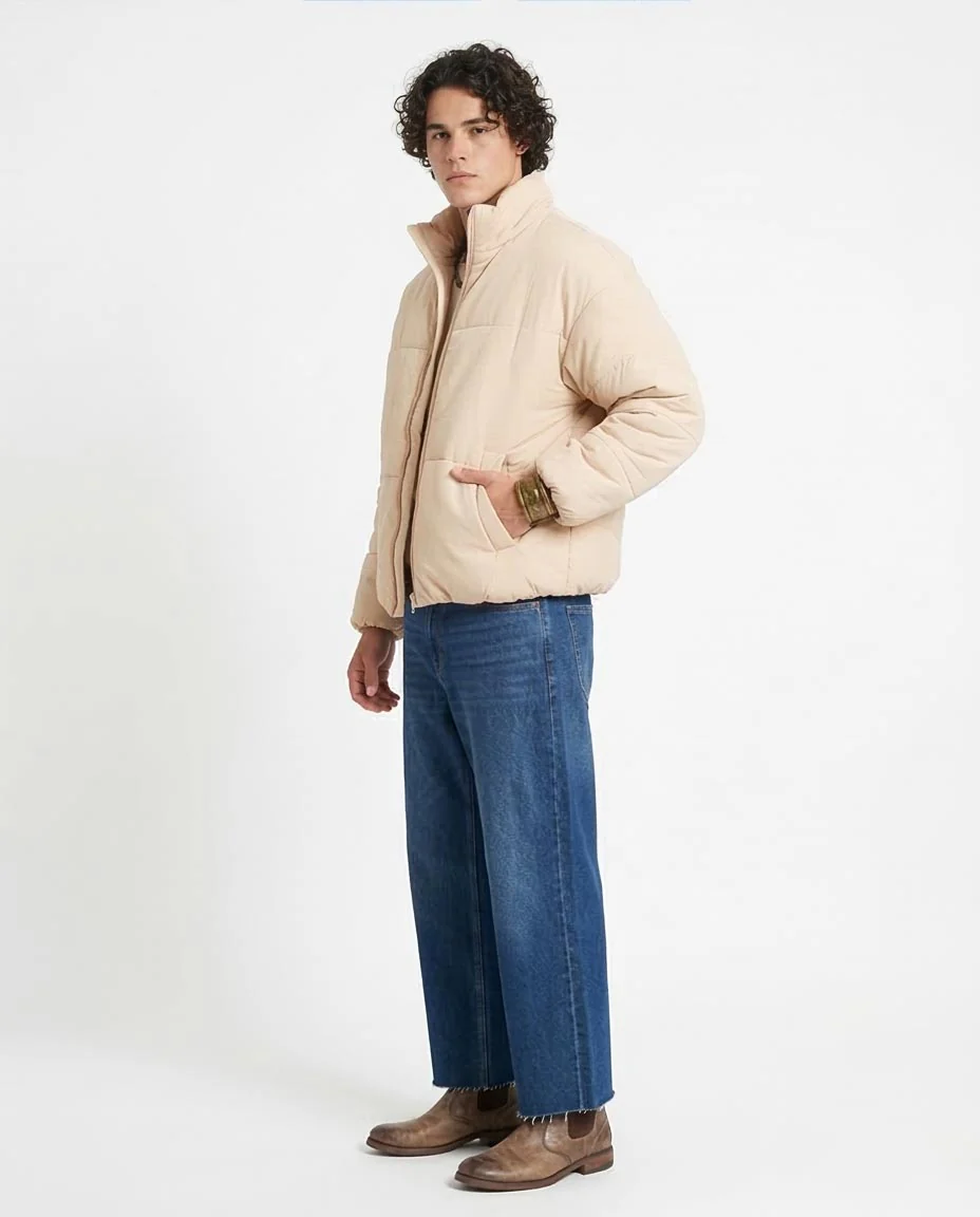 Ravin | Men’s Relaxed Puffer Jacket – Oatmeal Cream - O197526 - Image 5
