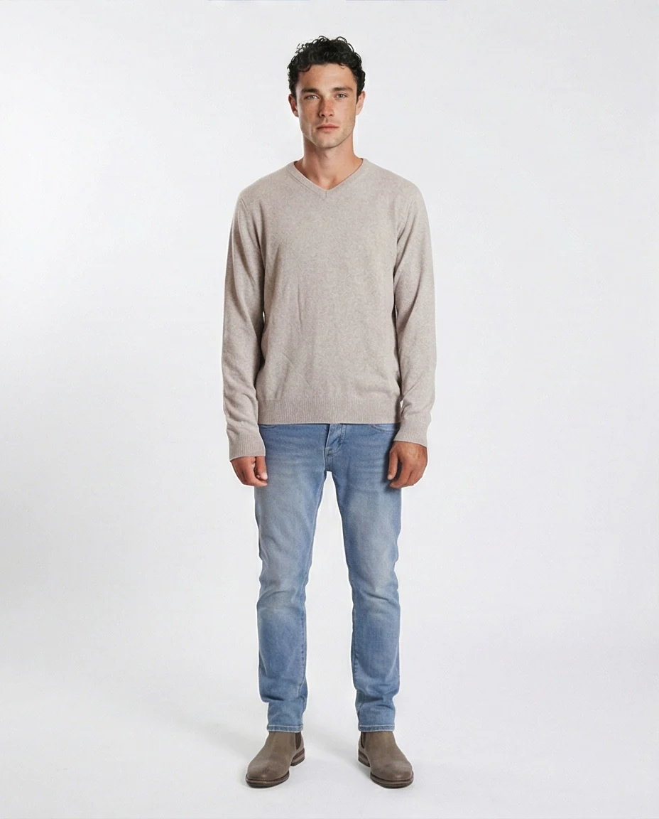 Stone V-Neck Fine Knit Cashmere-Touch Pullover - O198786 - Image 3