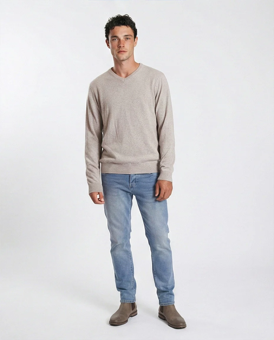 Stone V-Neck Fine Knit Cashmere-Touch Pullover - O198786 - Image 4