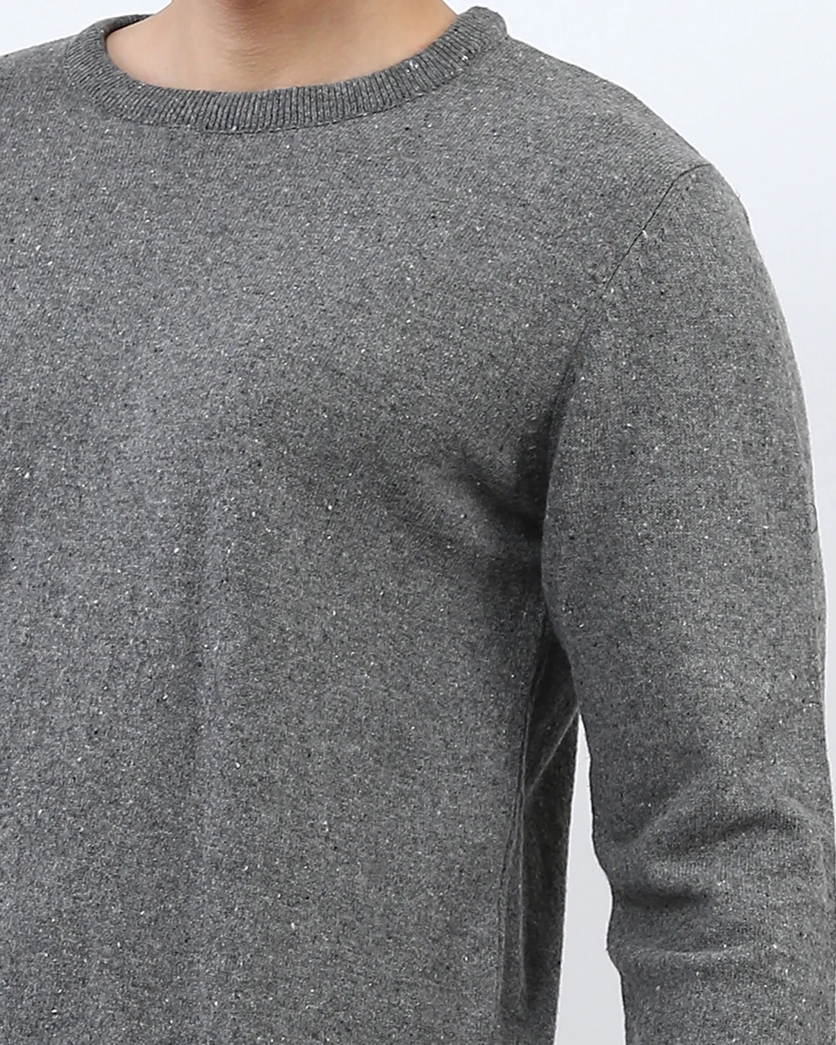 Ravin Men’s Nepped Crewneck Knit Sweater – Grey Marl - o198795 - Image 4