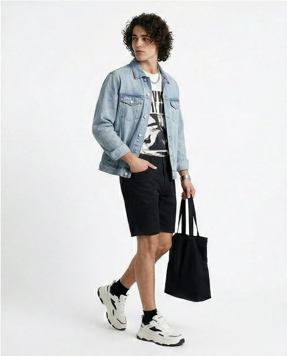 Men's Sleek Onyx Regular Fit Denim Shorts - O199080 - Image 3