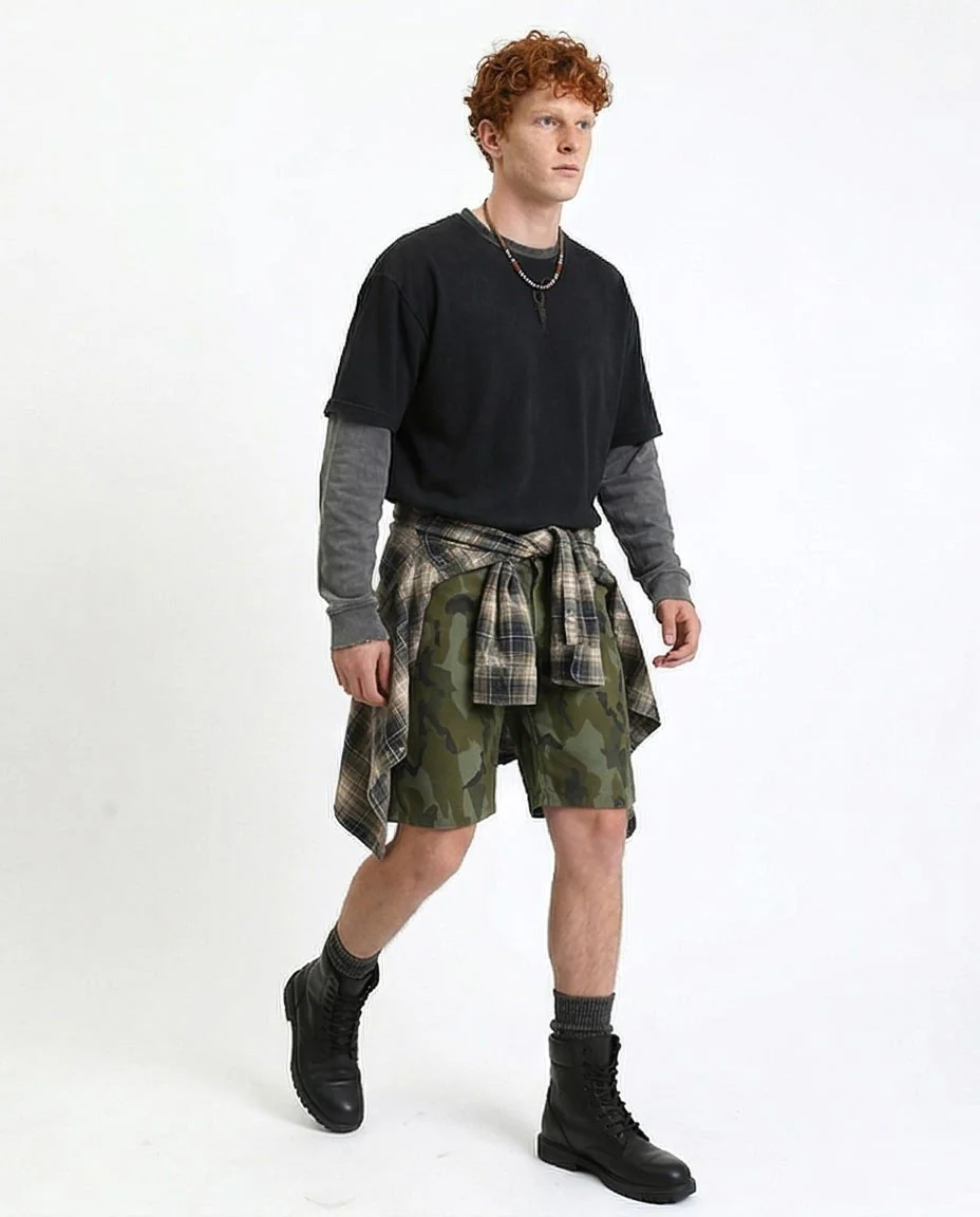 Ravin Men’s Regular-Fit Camouflage Summer Shorts – Olive & Dark Green Urban Cargo Style - O199081 - Image 4