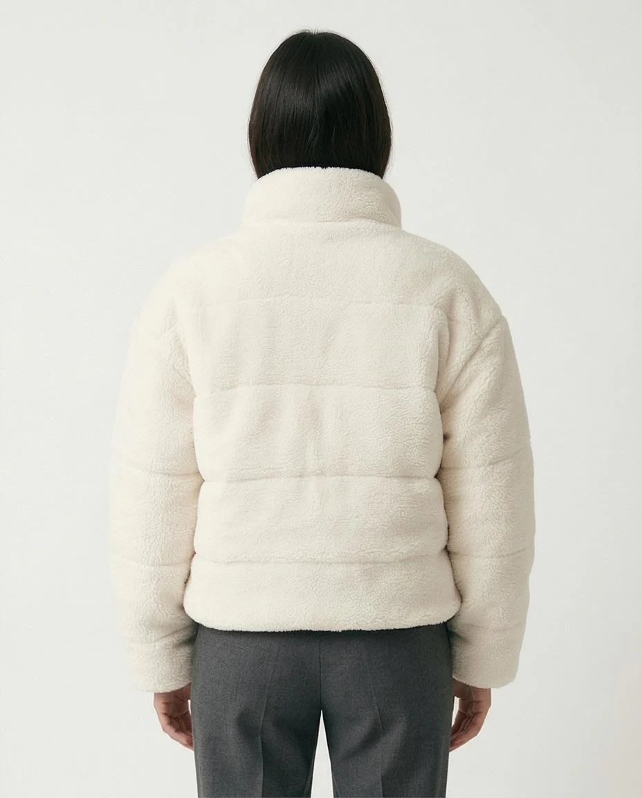 Ravin Women's Cropped Sherpa Puffer Jacket – Cream - O199092 - Image 2