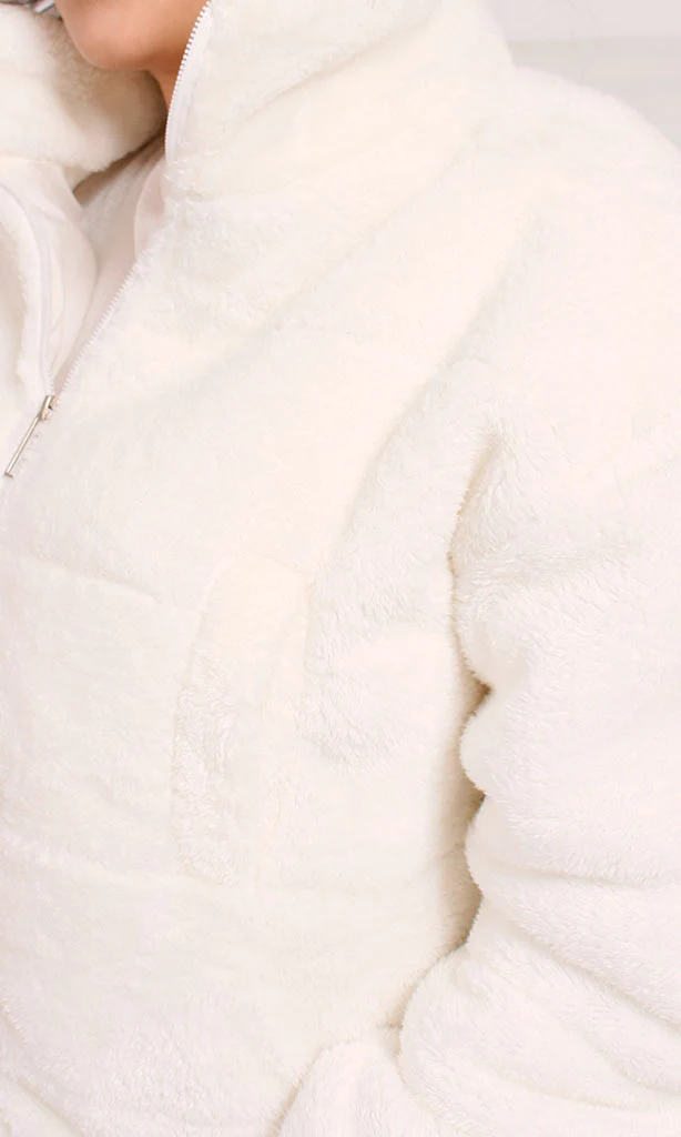 Ravin Women's Cropped Sherpa Puffer Jacket – Cream - O199092 - Image 3