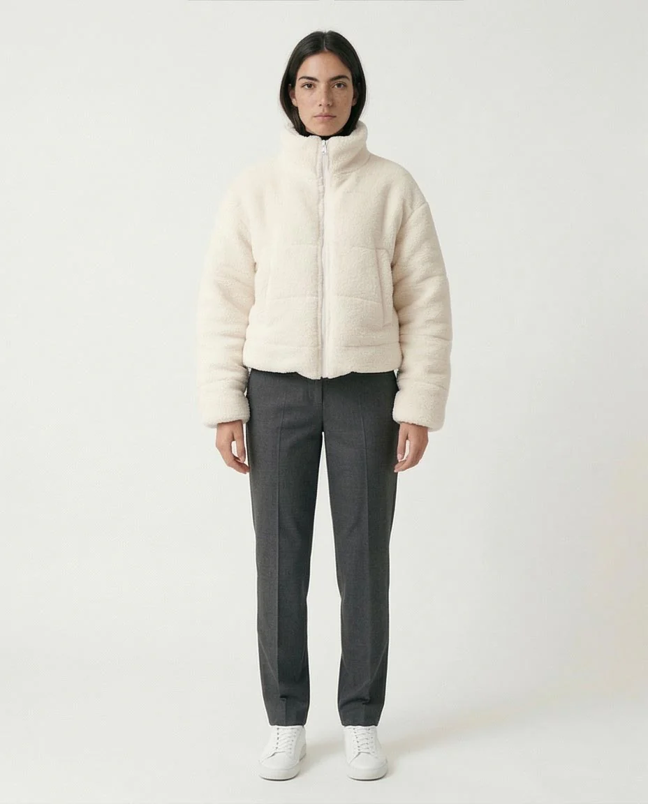 Ravin Women's Cropped Sherpa Puffer Jacket – Cream - O199092 - Image 4