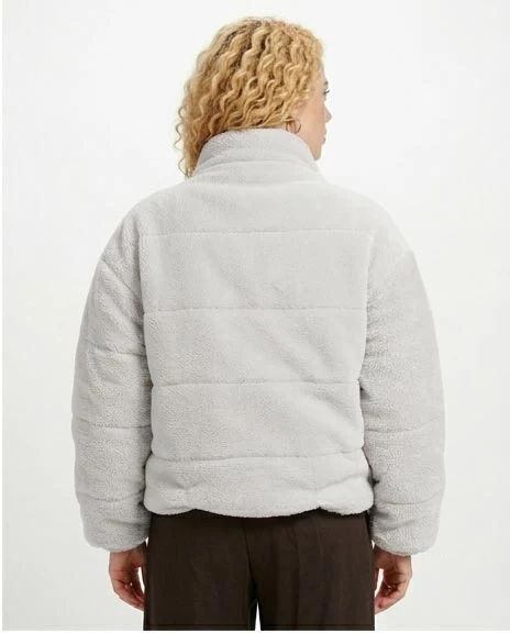 Ravin Women's Quilted Sherpa Puffer Jacket – Light Grey - O199093 - Image 2