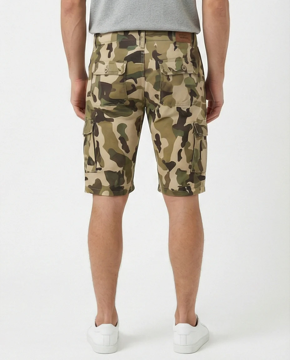 RAVIN Men’s Woodland Camouflage Regular Fit Summer Shorts – Olive & Dark Green Tactical - O199147  Streetwear - Image 2