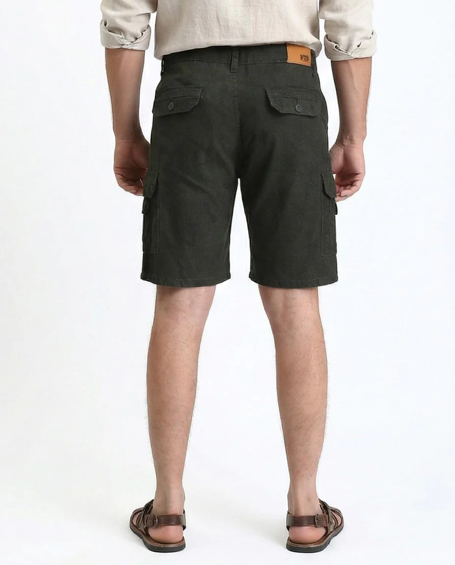Ravin Dark Olive Regular Fit Utility Cargo Shorts with Bellows Pockets - O199148 - Image 2