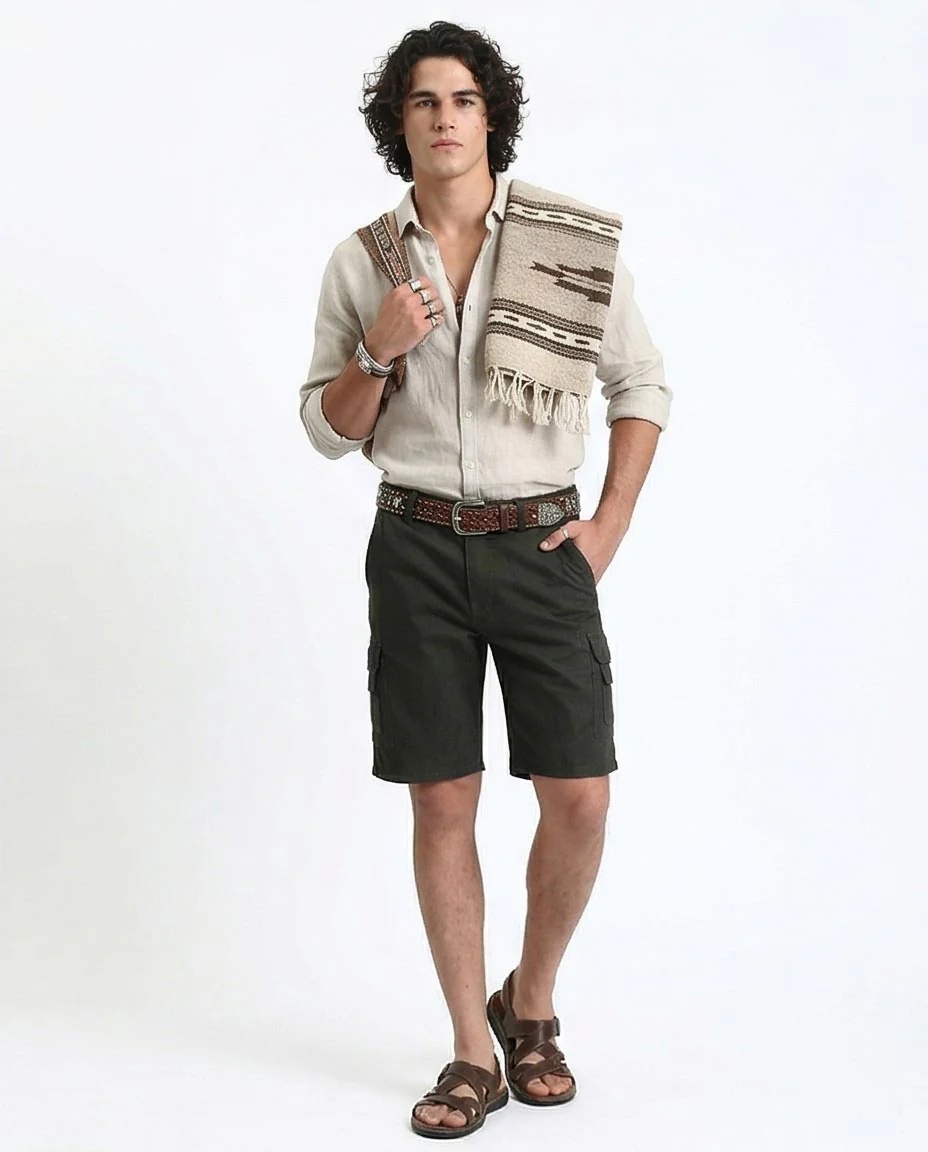Ravin Dark Olive Regular Fit Utility Cargo Shorts with Bellows Pockets - O199148 - Image 3