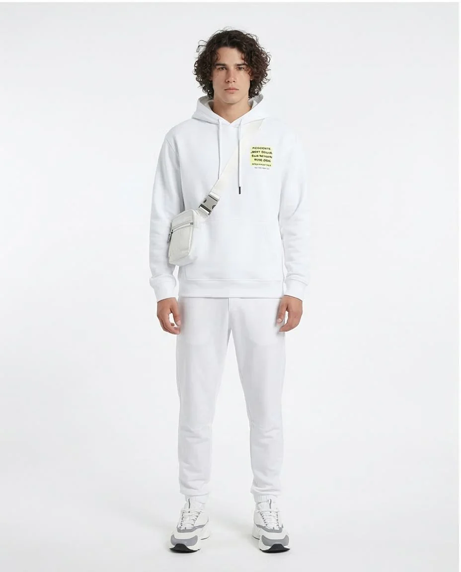 Ravin "Line Up" Graphic Streetwear Hoodie in White - o199168 - Image 3