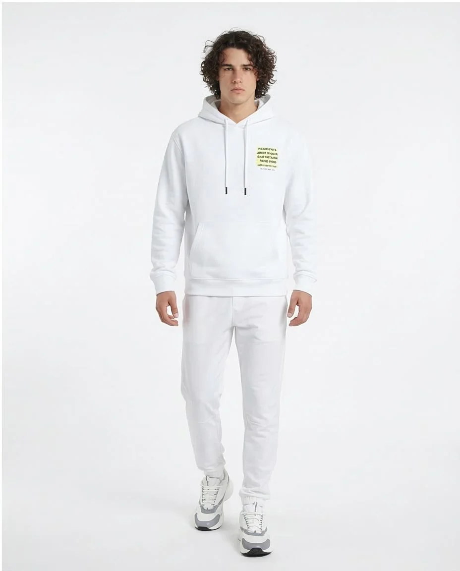 Ravin "Line Up" Graphic Streetwear Hoodie in White - o199168 - Image 5