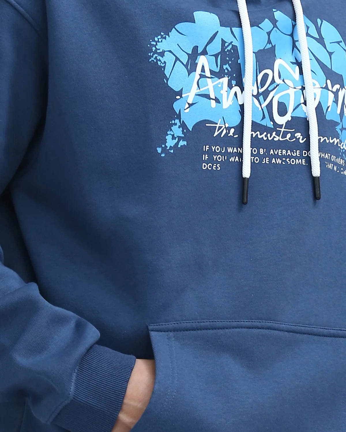 Ravin Men's Graphic Print Oversized Hoodie - Slate Blue "Awesome" Edition - O199170 - Image 4