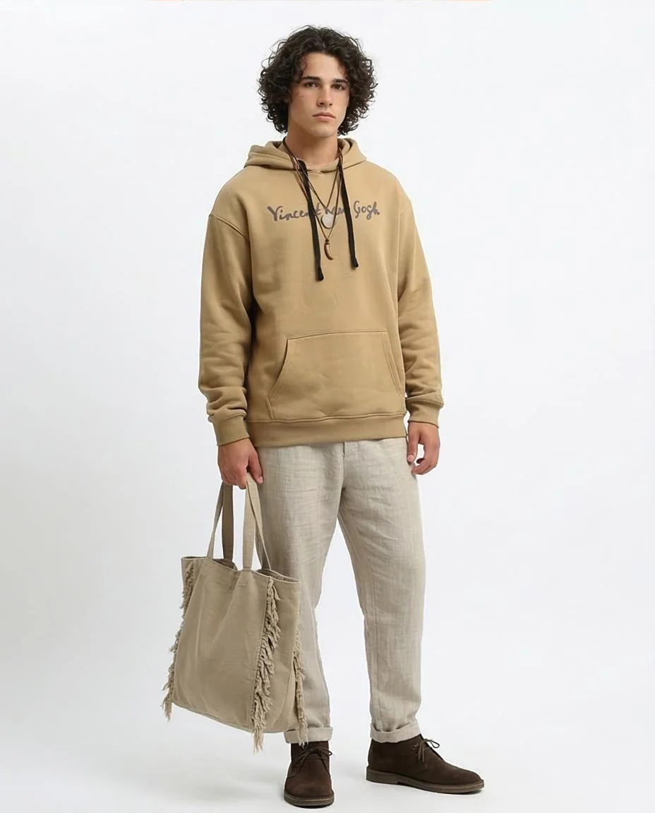 RAVIN x Vincent van Gogh Oversized Artist Graphic Hoodie – Sand  - o199179 - Image 3