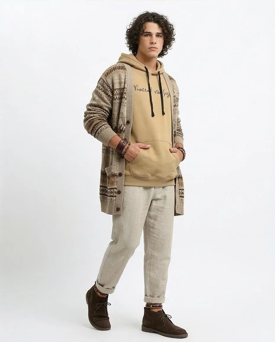 RAVIN x Vincent van Gogh Oversized Artist Graphic Hoodie – Sand  - o199179 - Image 5