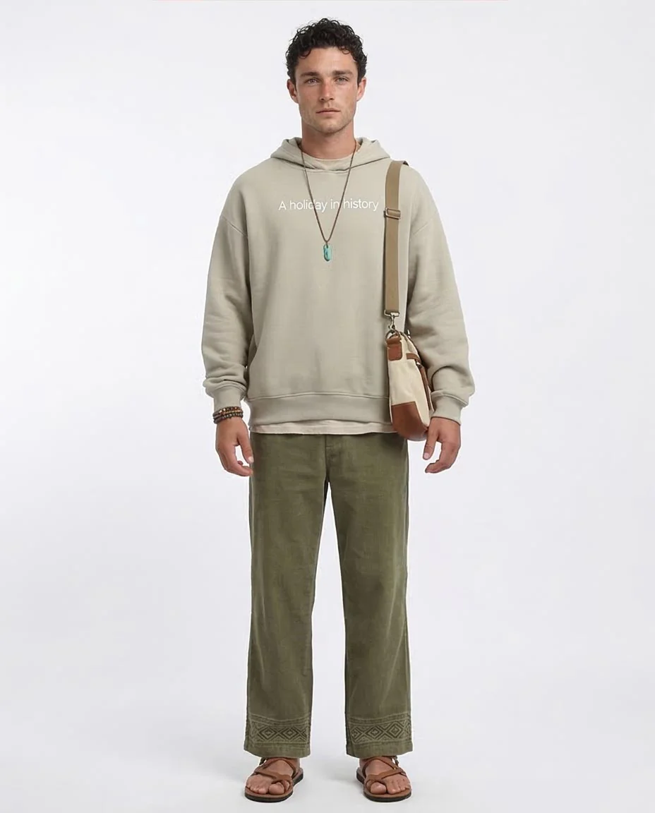 Ravin Oversized "Tasmania" Graphic Hoodie – Sand Khaki - O199182 - Image 3