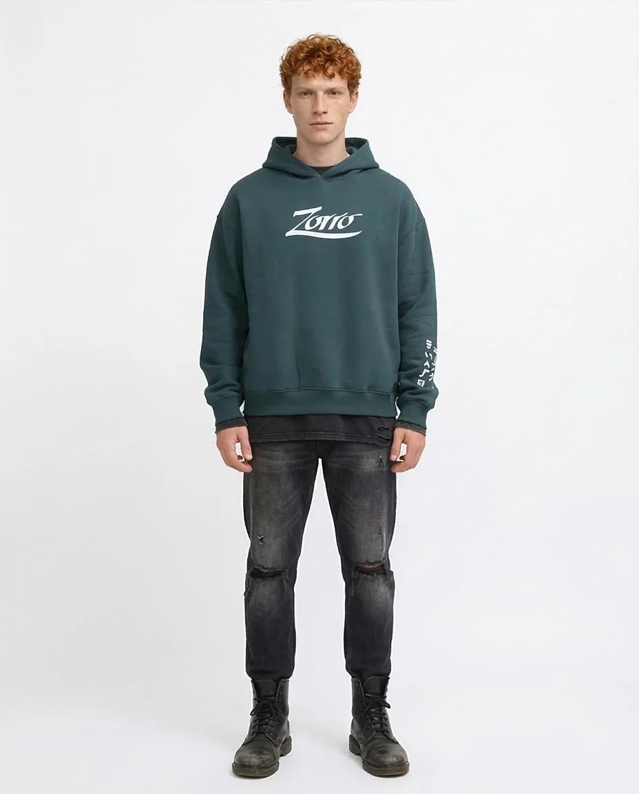Ravin x Zorro "The Swordsman" Heavyweight Graphic Hoodie – Dark Teal - O199184 - Image 3