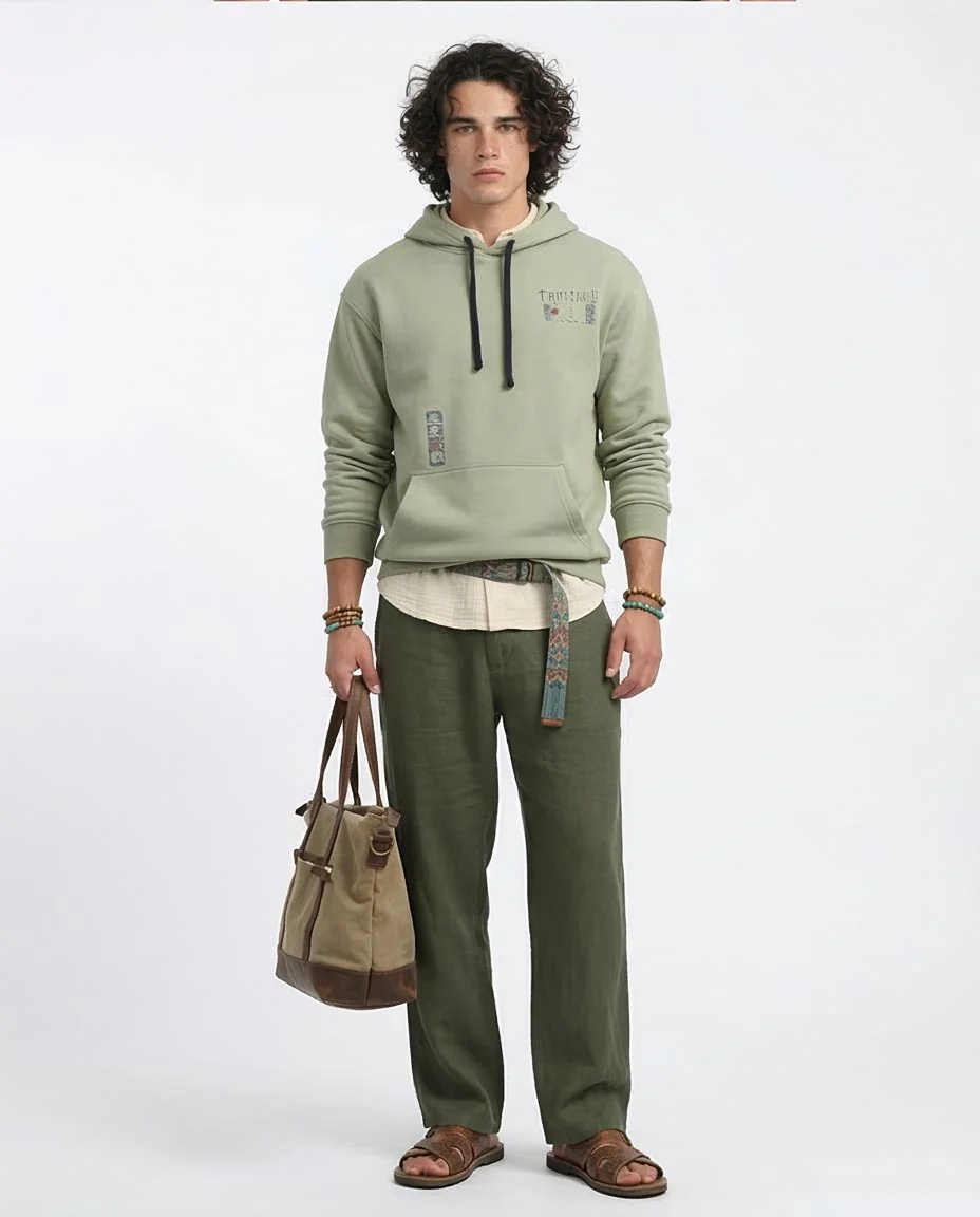 Ravin Men's Sage Green Distressed Graphic Hoodie - o199186 - Image 3