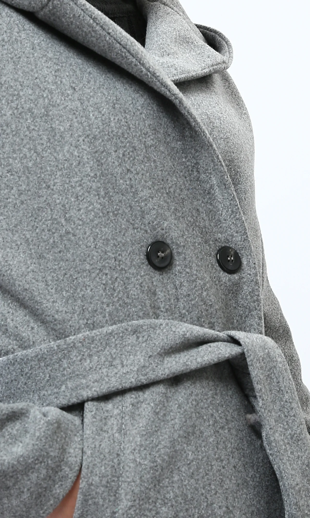 Heather Grey Hooded Belted Wrap Coat - O199192 - Image 3